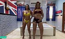 Blonde and Redhead Share Hung Stud's Thick Cum