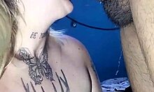 latina blonde takes black lover's cock in mouth and ass