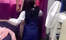 Sexy 18-Year-Old Stepdaughter Kneels Sucking Stepdad's Cock Before Doggy Pounding