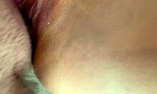 Stepmom rubs soaking wet pussy then takes creamy fuck with huge cum