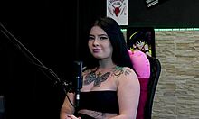 hot tattooed brunette flashes huge tits in never have i ever game then licks friend's clit after sex confession kalyca on sheer red