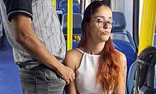college girl gets stranger fucked on public bus skirt up 😈 outdoor humiliation flashing