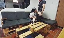 hey check this innocent latina with glasses gulping cum all over her lenses part one