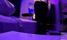 secretary cuckold wife rides neighbor's huge cock while humiliated hubby watches her juicy pussy drip