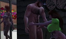 Teen with Big Tits Dances Seductively Outside Night Club