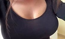 stepmom casually flashes her huge natural tits and perky nipples just for fun