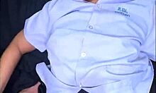 stranger pounds asian schoolgirl uniform tight pussy close-up then blasts facial cumshot