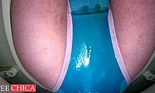 her soaked panties drip creampie and piss after he cums deep inside