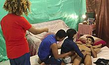 Beautiful teens Shathi Khatun and Rumpa Akter romantically fuck Hanif and Shapan in foursome cowgirl riding