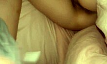 cute italian teen gags on cock during footjob workout