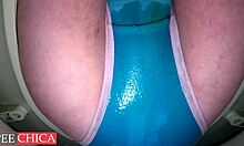 her soaked panties drip creampie and piss after he cums deep inside