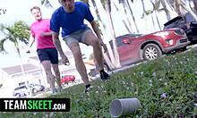 naive stepsisters cornered in public toilet by rough black neighbors gangbang