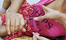 Indian ex-girlfriend bride seduced in bedroom rides cock cowgirl deepthroats in threesome orgy