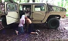 muslim army teen in uniform sneaks petite pussy play with old penis reality