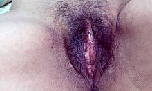 Witness my swollen hairy pussy dripping after hours of intense fucking and massive cumshots