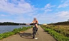 curvy milf with huge natural tits bikes completely naked outdoors
