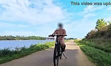 curvy milf with huge natural tits bikes completely naked outdoors