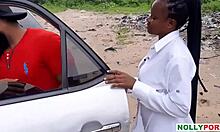ladygold africa bounces on krissyjoh chris monster cock in outdoor car ebony fuck