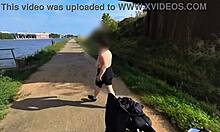 curvy milf with huge natural tits bikes completely naked outdoors