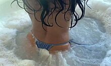 perfect tits ass on hot latina babe flaunting in lingerie outdoors