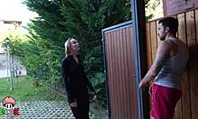 Whoa, passionate stepsis Polly Yangs yoga session caught turns into risky garden fuck fest!