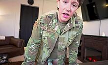 after deployment horny military stepmom lola maverick strips and teases wildly in bedroom