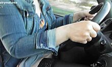 Hairy Mature Exposes Nude Beaver Flashing In Car