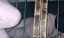 maitresse kantalis locked in club cage carcan for bdsm humiliation play
