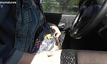 Hairy Mature Exposes Nude Beaver Flashing In Car