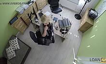 czech blonde trades blowjob fingering for cash at work