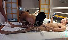 Bold motel pounding of busty latina wife bent over for husband