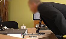 czech blonde trades blowjob fingering for cash at work