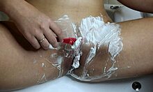 shaving hairy teen pussy trimmer razor foam closeup bathroom runway smooth