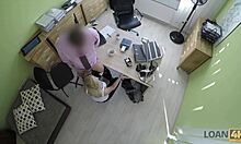 czech blonde trades blowjob fingering for cash at work