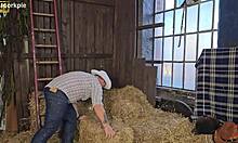 Farmer's daughter seduces cowboy for deep creampie fuck