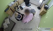 czech blonde trades blowjob fingering for cash at work