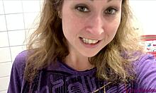 Sweaty stockings soaked from desperate public toilet peeing