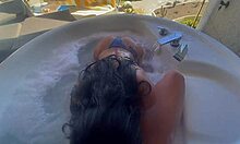 perfect tits ass on hot latina babe flaunting in lingerie outdoors