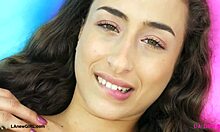 Mesmerizing BRUNETTE MILF Shows PETITE Body In POV Massage On SOFA