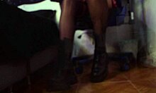 Metalera Chica Removes Long Boots For Stocking Footjob