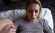 Blonde Flashes Massive Tits Hotel Stairwell Tease!