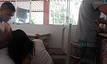 Morning Coffee Turns Wild as Friend Fucks Cuckold's Wife While He Washes Dishes