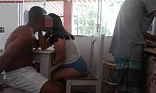 Morning Coffee Turns Wild as Friend Fucks Cuckold's Wife While He Washes Dishes