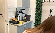 Teen Masturbates Kitchen Banana Dildo Deep In Pussy Moaning Loud!