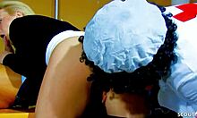 Karneval Threesome Sex with Funny Story and Hot German Teen Angelica Rough Panties Roleplay