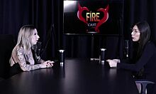 naughty interview with tattooed latina milf melina khalifa in sheer red lingerie casting