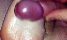 Girlfriend strokes cock with soft feet until cumshot explosion