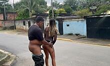 Wife Flashes on Street Then Takes Cock and Cums Twice Touching
