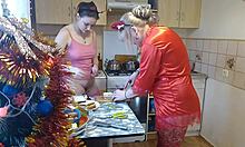 whoa, cooking up some erotic new year's eve heat in thong lingerie 🔥👙