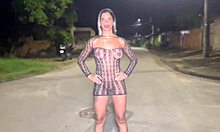 Wife Flashes on Street Then Takes Cock and Cums Twice Touching